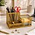 Porta Caneta Clips Lembrete Organizador de Mesa Dourado 3 Divisórias Gv Office - Imagem 15