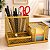 Porta Caneta Clips Lembrete Organizador de Mesa Dourado 3 Divisórias Gv Office - Imagem 8