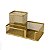 Kit Lixeira de Escritorio Cesto de lixo 10 L, Porta Lápis 3 Divisórias e 1 Porta Treco Redondo Dourado Gv Office - Imagem 7