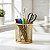 Kit Lixeira de Escritorio Dourado 10 L Porta Lápis 4 Divisórias e 1 Porta Treco Redondo Gv Office - Imagem 14