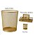 Kit Lixeira de Escritorio Cesto de lixo 10 L, Porta Lápis 4 Divisórias e 1 Porta Treco Redondo Dourado Gv Office - Imagem 3