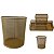 Kit Lixeira de Escritorio Cesto de lixo 10 L, Porta Lápis 4 Divisórias e 1 Porta Treco Redondo Dourado Gv Office - Imagem 1