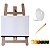 Kit Pintura Infantil Mini Cavalete Tripé Madeira MDF Cru, Tela, Pincel, 6 Tintas e Paleta Gv Office - Imagem 1