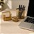 Kit Organizador Escritório Aramado Dourado Lixeira Porta Treco Porta Canetas - Imagem 2