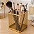Porta Caneta Organizador de Mesa Quadrado Dourado 10x8cm Gv Office - Imagem 8