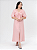 Vestido Linho Midi Rosa Manga Balone Adulto - Imagem 1