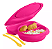 Tupperware Pratinho Infantil Com Talheres Rosa - Imagem 1