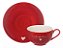 Jogo de xicaras 160ml com Pires de Porcelana 12 Peças - Vermelho # - Imagem 1