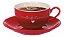 Jogo de xicaras 160ml com Pires de Porcelana 12 Peças - Vermelho # - Imagem 2