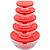 Conjunto de Pote de Vidro com Tampa 5 Peças - Vermelho # - Imagem 2