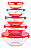 Conjunto de Pote de Vidro com Tampa 5 Peças - Vermelho # - Imagem 4