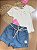 Conjunto Infantil menina Kukiê short Jeans e blusa canelada - Imagem 1