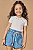 Conjunto Infantil menina Kukiê short Jeans e blusa canelada - Imagem 2
