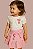 Conjunto Infantil Rosa Claro Paetês Corações short saia - Imagem 3