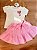 Conjunto Infantil Rosa Claro Paetês Corações short saia - Imagem 1