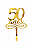 Topo de Bolo Acrílico 50 Anos Dourado – 18 cm x 12 cm - Imagem 1
