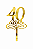 Topo de Bolo Acrílico 40 Anos Dourado – 18 cm x 12 cm - Imagem 1