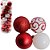 BOLA DE NATAL MISTA FOSCA / LISA / GLITTER / DECORADA VERMELHA COM 40 PECAS 5CM DE Ø - Imagem 1