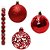 BOLA NATAL MISTA GLITTER ESTRELA ALTO RELEVO ARABESCO VAZADO Vermelha 9 PCS 6CM RIO MASTER - Imagem 1