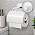 SUPORTE PAPEL HIGIENICO DE PAREDE DE PLASTICO BRANCO C/TP. + VENTOSA E AUTOADESIVO - Imagem 2