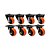 KIT 8 UN RODA RODÍZIO FIXO GIRATÓRIO PVC LARANJA 2 POL 50MM - Imagem 1