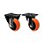 KIT 2 UN RODA RODÍZIO FIXO GIRATÓRIO PVC LARANJA 3 POL 75MM - Imagem 1