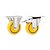 KIT 2 UN RODÍZIO FIXO E GIRATÓRIO FREIO PVC AMARELA 3" 76MM - Imagem 1