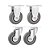 KIT 4 UN RODÍZIO RODA FIXO E GIRATÓRIO PVC CINZA 4" 101MM - Imagem 1
