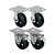 KIT 4 UN RODA RODÍZIO FIXO GIRATÓRIO FREIO TRAVA BORRACHA 4" - Imagem 1