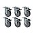 KIT 6 RODÍZIO GIRATÓRIO FREIO PVC CINZA GL 512 BP G SM 75KG - Imagem 1