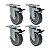 KIT 4 RODÍZIO GIRATÓRIO FREIO PVC CINZA GL 512 BP G SM 75KG - Imagem 1