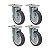 KIT 4 RODÍZIO GIRATÓRIO PVC CINZA GL 512 BP SM 75KG SCHIOPPA - Imagem 1