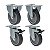KIT 4 RODÍZIO FIXO GIRATÓRIO FREIO PVC CINZA 512 BP SM 75KG - Imagem 1