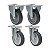 KIT 4 RODÍZIO FIXO GIRATÓRIO PVC CINZA 512 BP SM 75KG - Imagem 1