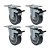 KIT 4 RODÍZIO GIRATÓRIO FREIO PVC CINZA GL 412 BP G SM 65KG - Imagem 1