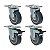 KIT 4 RODÍZIO GIRATÓRIO FREIO PVC CINZA GL 412 BP G SM 65KG - Imagem 1