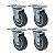 KIT 4 RODÍZIO GIRATÓRIO PVC CINZA GL 412 BP SM 65KG SCHIOPPA - Imagem 1