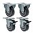 KIT 4 RODÍZIO FIXO GIRATÓRIO FREIO PVC CINZA 412 BP SM 65KG - Imagem 1