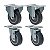 KIT 4 RODÍZIO FIXO GIRATÓRIO PVC CINZA 412 BP SM 65KG - Imagem 1