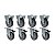 KIT 8 RODÍZIO FIXO GIRATÓRIO FREIO PVC CINZA 512 BP SM 75KG - Imagem 1