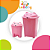 Kit Lixeira + Cesto De Roupa Urso Rosa Adoleta - Imagem 1
