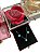 Kit caixa com rosa e Conjunto Colar e Brinco de Coração mini 5mm em Prata 925 - Imagem 2