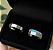 Aliança 3mm com Aparador Cravejado Azul - Imagem 1