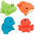 Kit 4 Bichinhos Para Banho Banheira Animais Aquáticos Esguicham Água Bebê Infantil Buba - Imagem 1