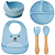 Kit Alimentação Silicone Gumy Buba 5 Peças Babador Prato Bowl Talher de Bambu Introdução Alimentar - Imagem 3