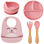 Kit Alimentação Silicone Gumy Buba 5 Peças Babador Prato Bowl Talher de Bambu Introdução Alimentar - Imagem 4