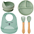 Kit Alimentação Silicone Gumy Buba 5 Peças Babador Prato Bowl Talher de Bambu Introdução Alimentar - Imagem 5