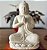 Escultura Decorativa Buda Anjali Branco em Pedra (26cm) - Imagem 1