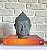 Escultura Decorativa Cabeça de Buda em Resina Cinza (16cm) - Imagem 1