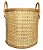 Cesto Decorativo em Madeira e Rattan Palha G (50x40) - Imagem 1